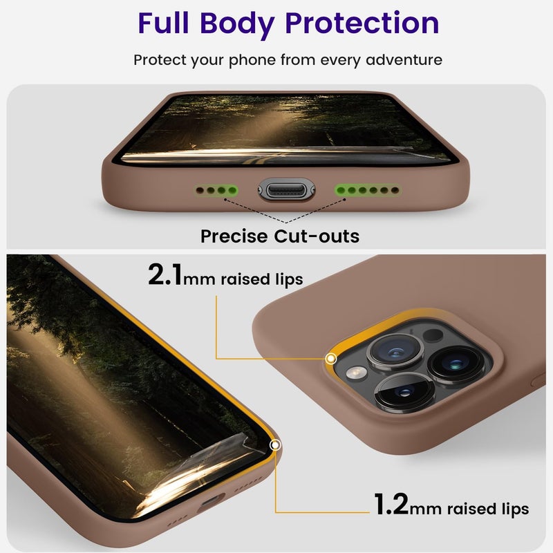 OTOFLY Designed for iPhone 14 Pro Max Case, Silicone Shockproof Slim Thin Phone Case for iPhone 14 Pro Max 6.7 inch (Light Brown) - Image 5