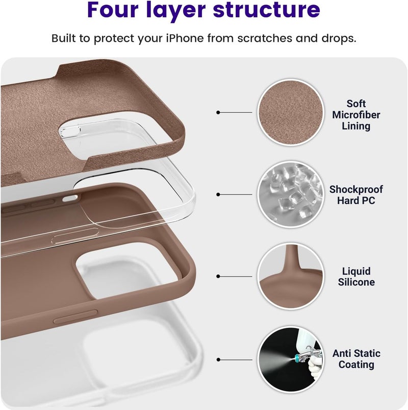 OTOFLY Designed for iPhone 14 Pro Max Case, Silicone Shockproof Slim Thin Phone Case for iPhone 14 Pro Max 6.7 inch (Light Brown) - Image 4