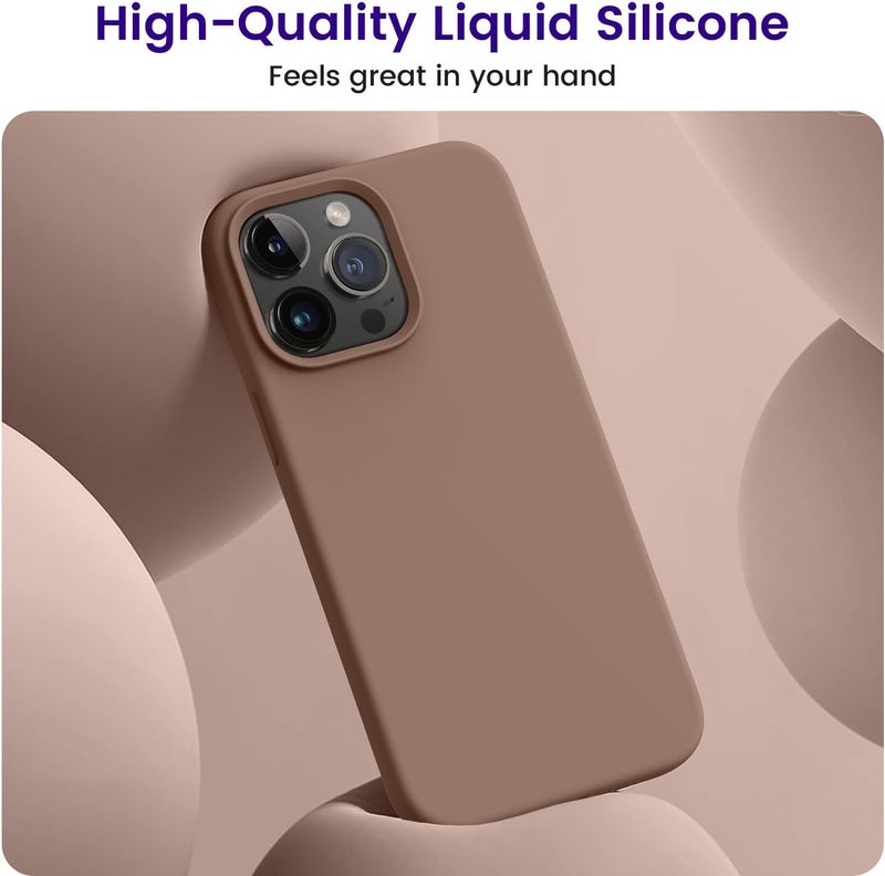 OTOFLY Designed for iPhone 14 Pro Max Case, Silicone Shockproof Slim Thin Phone Case for iPhone 14 Pro Max 6.7 inch (Light Brown) - Image 3
