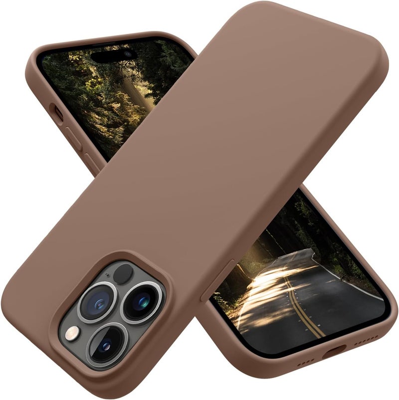 OTOFLY Designed for iPhone 14 Pro Max Case, Silicone Shockproof Slim Thin Phone Case for iPhone 14 Pro Max 6.7 inch (Light Brown) - Image 1
