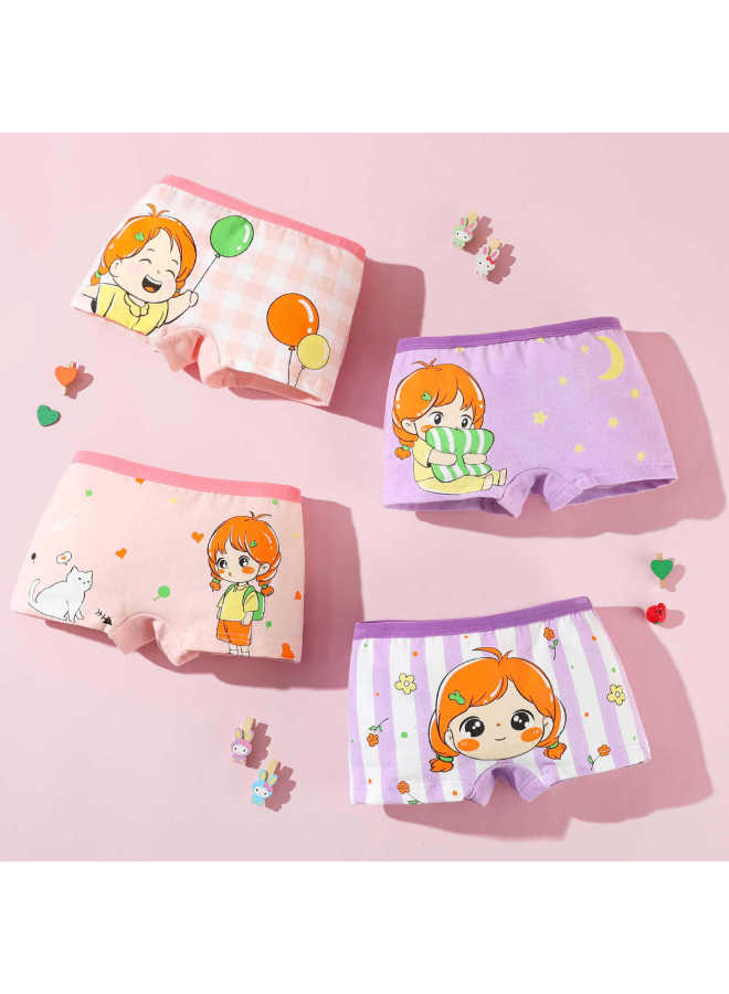2026 New Girls' Cotton Boxer Briefs For Students, Children's Non-binding Four-corner Shorts, Pure Cotton Baby Girls' Shorts
