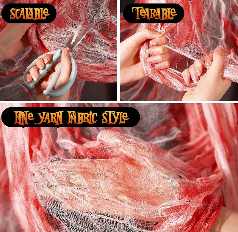 RunNico 197" x 85" Halloween Creepy Cloth - Halloween Spooky Fabric Cloth - Scary Gauze Blood Creepy Cloth for Haunted House Halloween Party Yard Wall Doorway Outdoors Decoration - Image 3