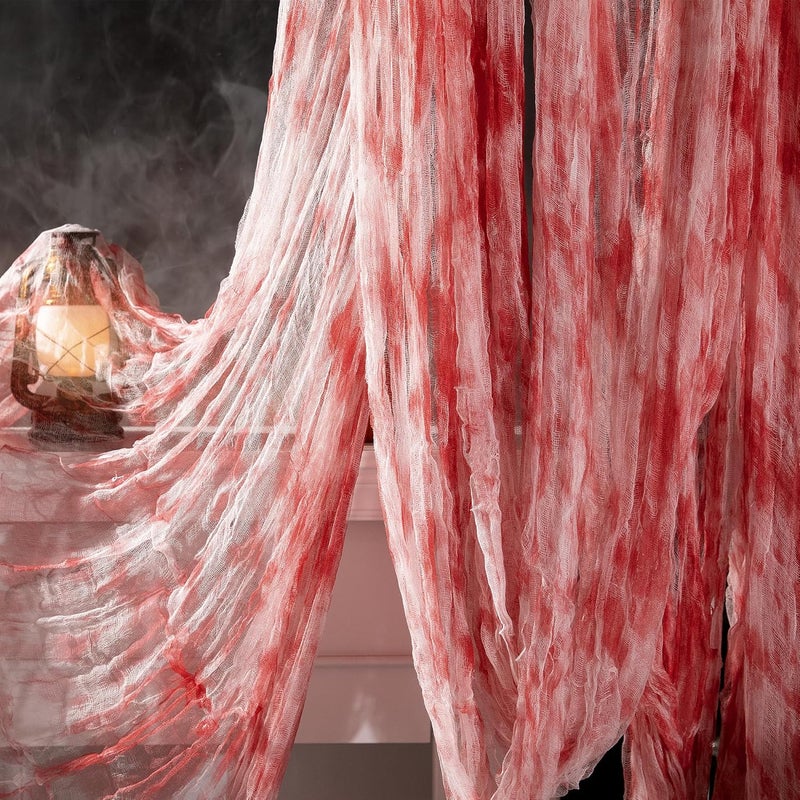 RunNico 197" x 85" Halloween Creepy Cloth - Halloween Spooky Fabric Cloth - Scary Gauze Blood Creepy Cloth for Haunted House Halloween Party Yard Wall Doorway Outdoors Decoration - Image 1