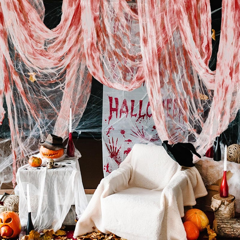 RunNico 197" x 85" Halloween Creepy Cloth - Halloween Spooky Fabric Cloth - Scary Gauze Blood Creepy Cloth for Haunted House Halloween Party Yard Wall Doorway Outdoors Decoration - Image 5