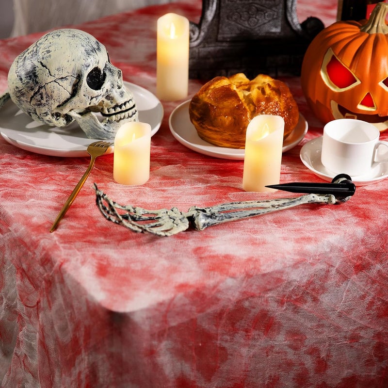 RunNico 197" x 85" Halloween Creepy Cloth - Halloween Spooky Fabric Cloth - Scary Gauze Blood Creepy Cloth for Haunted House Halloween Party Yard Wall Doorway Outdoors Decoration - Image 4