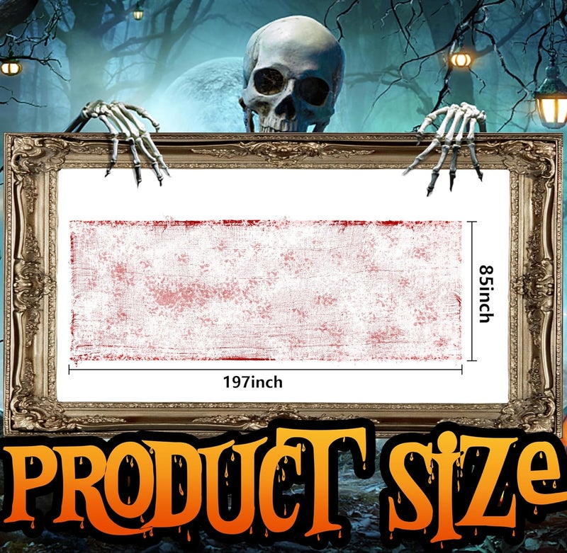 RunNico 197" x 85" Halloween Creepy Cloth - Halloween Spooky Fabric Cloth - Scary Gauze Blood Creepy Cloth for Haunted House Halloween Party Yard Wall Doorway Outdoors Decoration - Image 2
