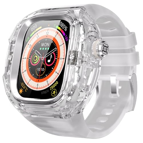 YOGRE for Apple Watch Ultra 321 49mm Case Rugged Case with Band for Apple Watch 49mm OneClick Open Design and Military Grade Shockproof Bumper Cover for Men and Women White and Steel - Image 1