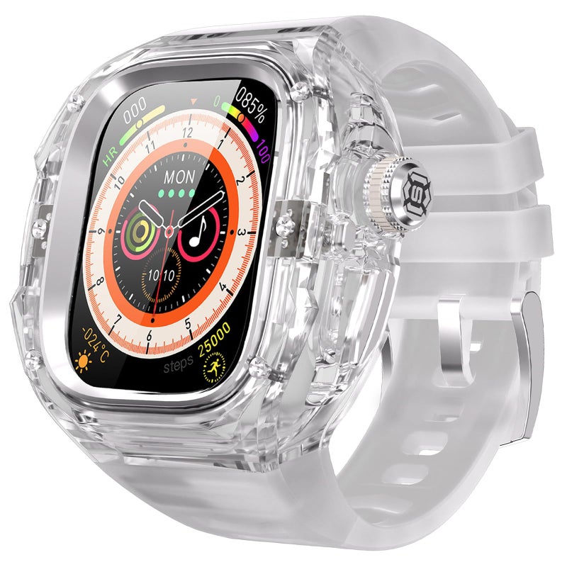 YOGRE for Apple Watch Ultra 321 49mm Case Rugged Case with Band for Apple Watch 49mm OneClick Open Design and Military Grade Shockproof Bumper Cover for Men and Women White and Steel - Image 2