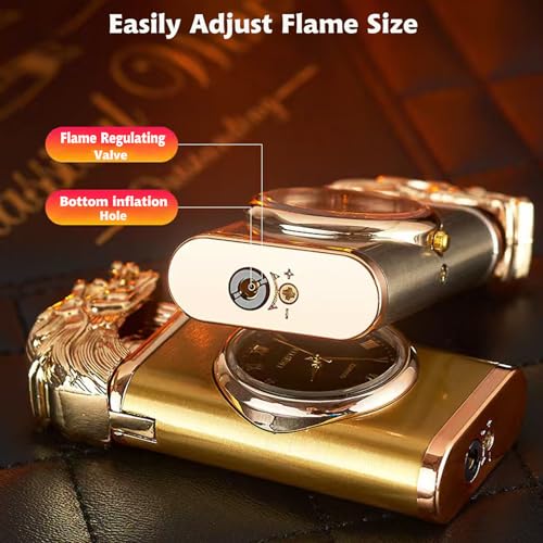 XQBBIDM Magic Dragon Dual Flame Windproof Lighter - Adjustable Flame, Refillable Butane Gas for Men, Women, Outdoor Candle - Black - Image 5