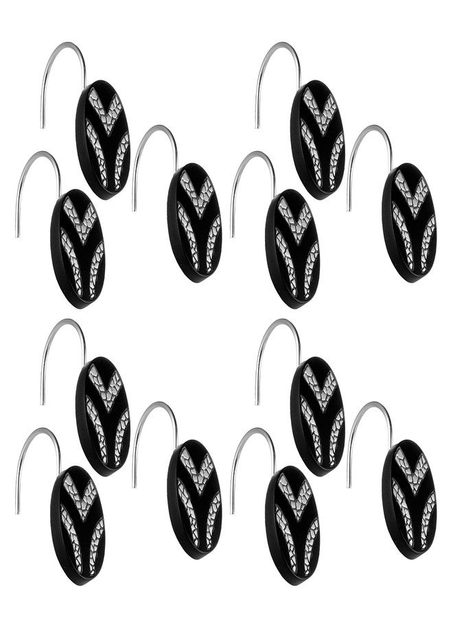 Popular Bath Sinatra Modern Bath Shower Hooks pack of 12 Modern Classic Contemporary Decorative Beautiful Designs Bathroom Decor for Home Luxury Bath, Black - Image 2