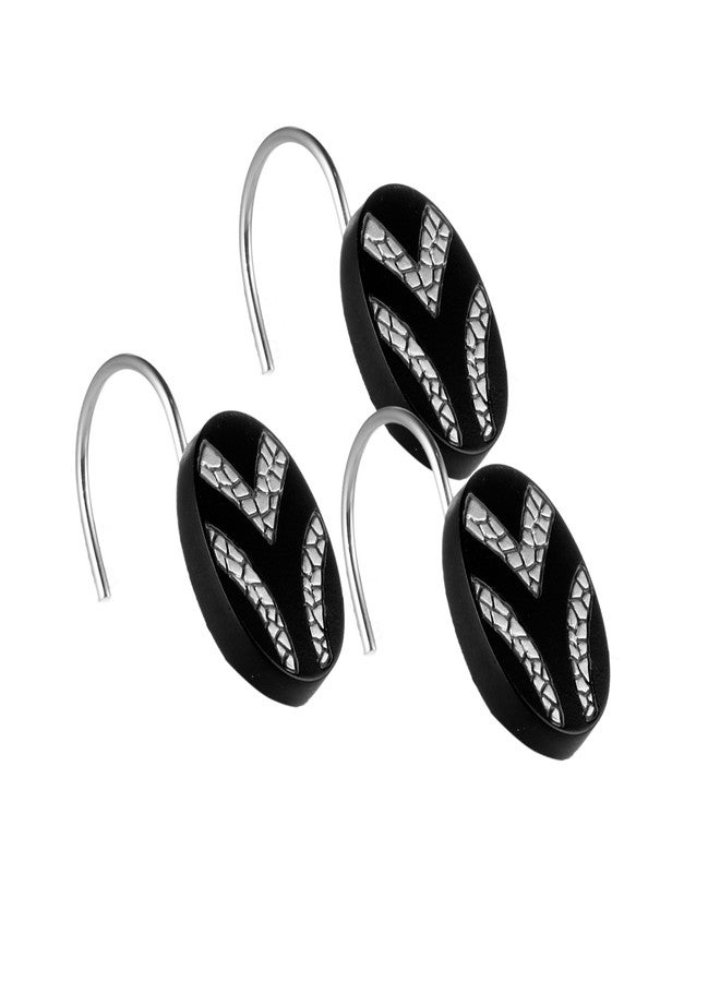 Popular Bath Sinatra Modern Bath Shower Hooks pack of 12 Modern Classic Contemporary Decorative Beautiful Designs Bathroom Decor for Home Luxury Bath, Black - Image 1