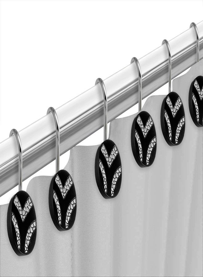 Popular Bath Sinatra Modern Bath Shower Hooks pack of 12 Modern Classic Contemporary Decorative Beautiful Designs Bathroom Decor for Home Luxury Bath, Black - Image 3