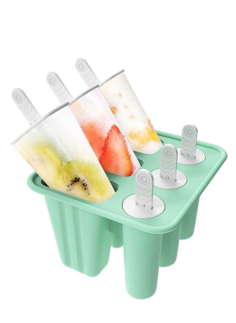 Excefore 6 Cavities Popsicle Molds, Reusable Popsicle Maker Easy Release Ice Pop Molds Silicone Popsicle Molds - Image 1