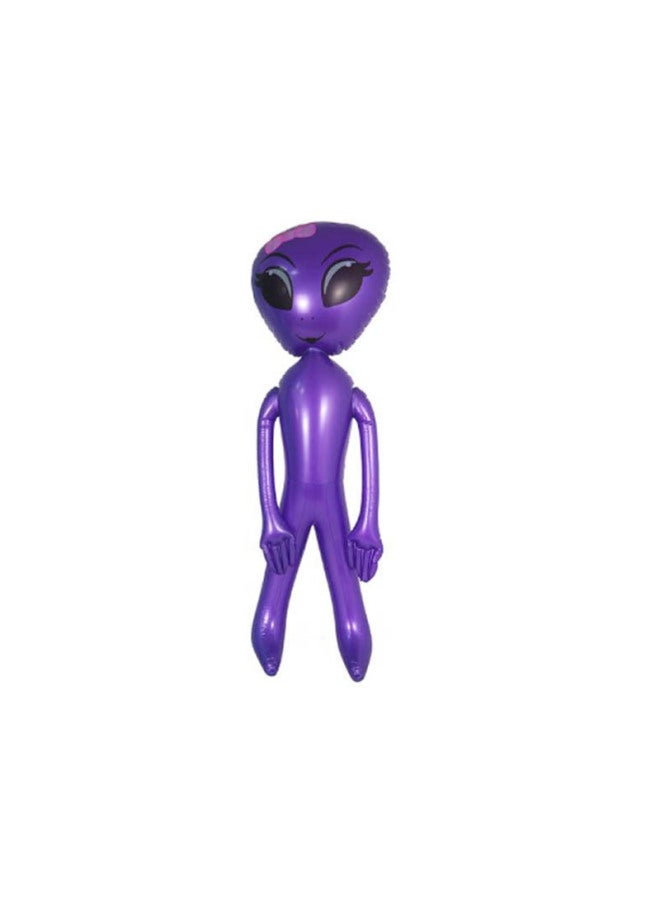 Loquat Product Inflatable Alien Toy Large Kids Cartoon Air Model  Toy Bar Party Decorations-Color:Alien Bow-women's Purple 125cm - Image 1