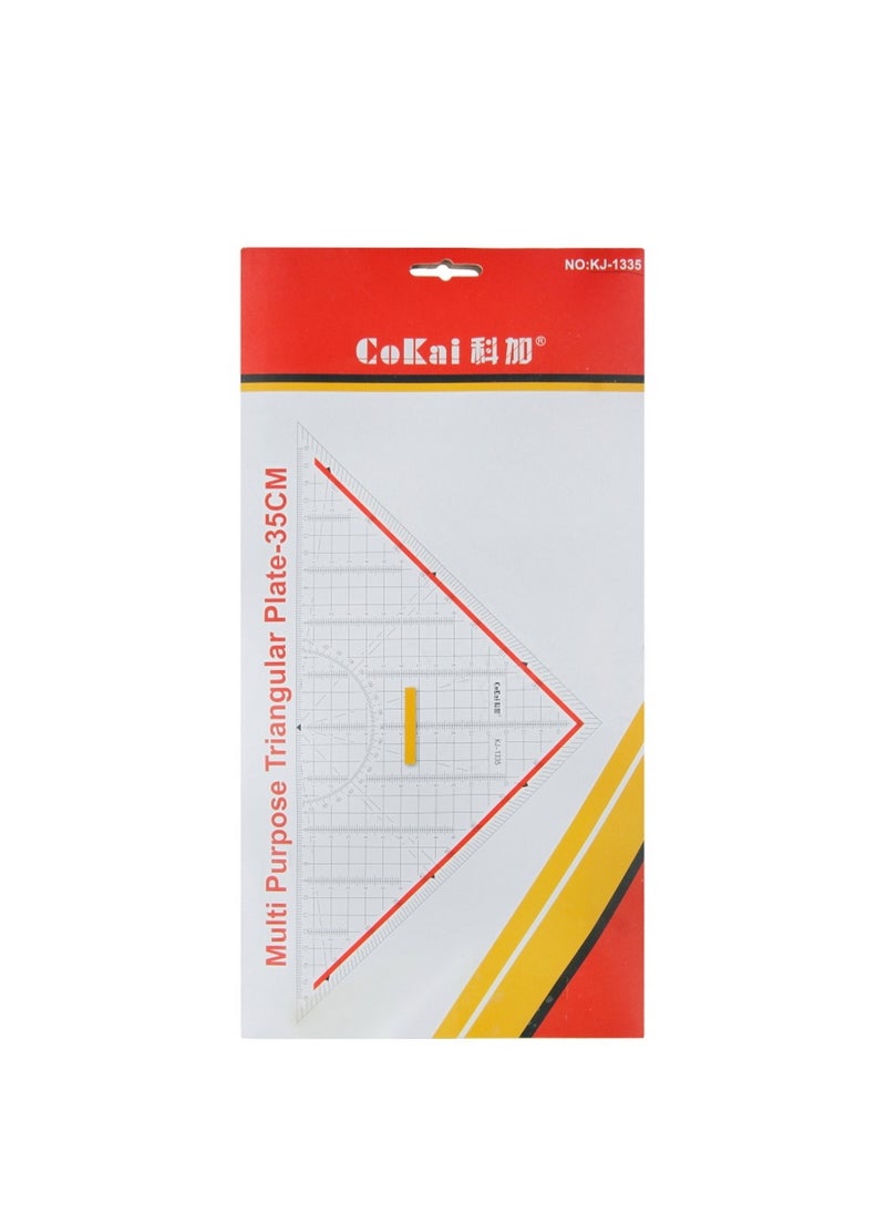 cokai Cokai Transparent multipurpose triangle with handle professional drawing - 35cm - No:KJ1335  - Image 1