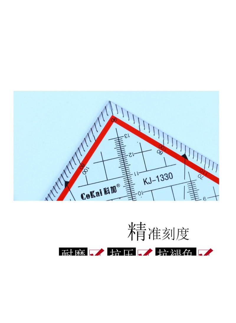 cokai Cokai Transparent multipurpose triangle with handle professional drawing - 35cm - No:KJ1335  - Image 2
