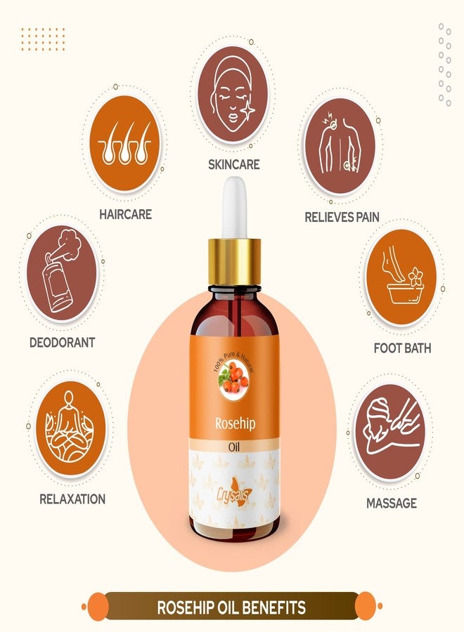 Crysalis Rosehip (Rosa Canina L.) Oil |100% Pure & Natural Undiluted Essential Organic Rosehip Oil For Anti-Aging Benefits, Enhances Elasticity And Moisturization,-30ml - Image 3