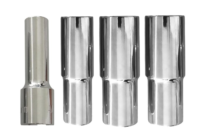 4 NEX 10mm + 19mm + 21mm + 22mm, 1/2" Drive Hex Long Chrome Vanadium Steel, Anti Rust, Heavy Duty Socket - Image 1