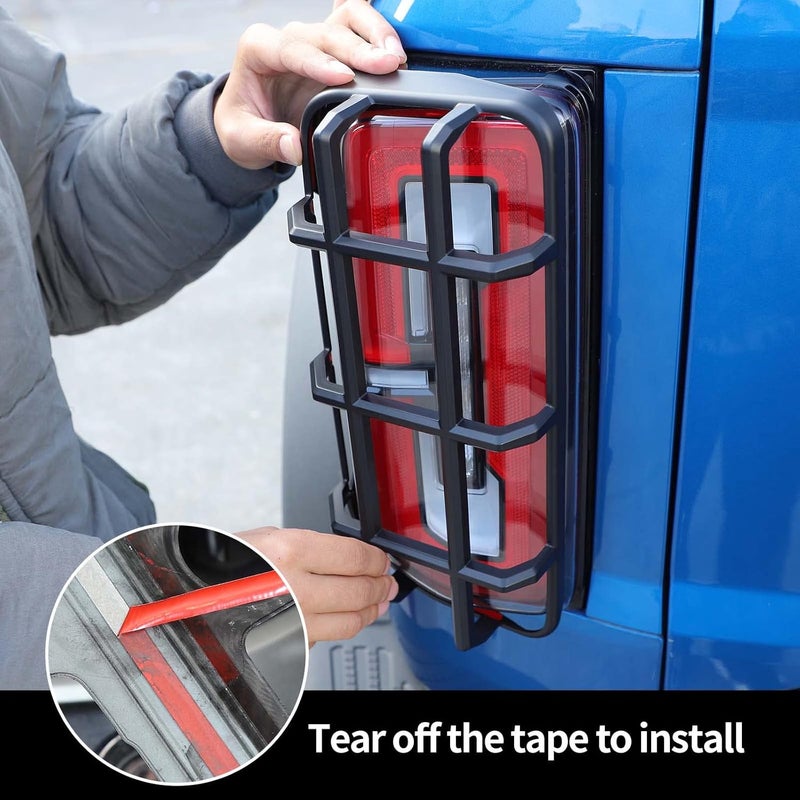 Hoolcar Tail Light Guards Rear Light Cover Protector for 2021-2022 Ford Bronco, Black, 2PCs - Image 5