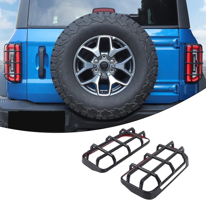 Hoolcar Tail Light Guards Rear Light Cover Protector for 2021-2022 Ford Bronco, Black, 2PCs - Image 1