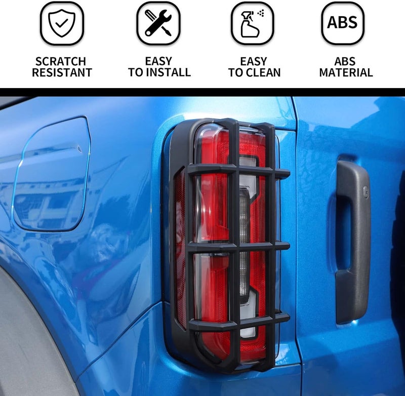 Hoolcar Tail Light Guards Rear Light Cover Protector for 2021-2022 Ford Bronco, Black, 2PCs - Image 3
