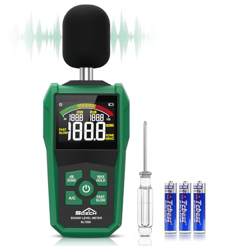 SQECH Decibel Meter, Digital Sound Level Meter with LCD Color Screen,Portable SPL Meter Range 30-130dB with A/C Weighted,MAX/MIN,Data Hold,dB/SONE Unit,FAST/SLOW Response,for Home/Office/Factories - Image 1