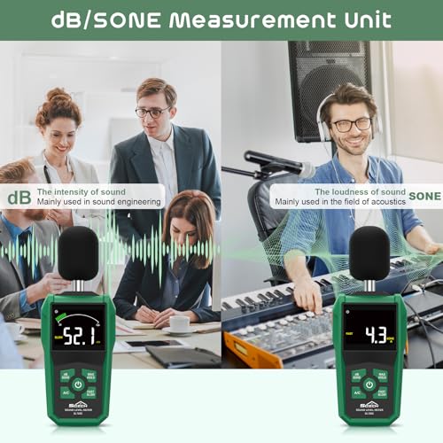 SQECH Decibel Meter, Digital Sound Level Meter with LCD Color Screen,Portable SPL Meter Range 30-130dB with A/C Weighted,MAX/MIN,Data Hold,dB/SONE Unit,FAST/SLOW Response,for Home/Office/Factories - Image 5