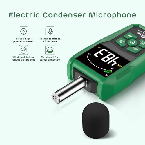 SQECH Decibel Meter, Digital Sound Level Meter with LCD Color Screen,Portable SPL Meter Range 30-130dB with A/C Weighted,MAX/MIN,Data Hold,dB/SONE Unit,FAST/SLOW Response,for Home/Office/Factories - Image 3