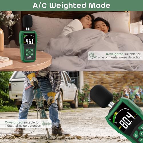 SQECH Decibel Meter, Digital Sound Level Meter with LCD Color Screen,Portable SPL Meter Range 30-130dB with A/C Weighted,MAX/MIN,Data Hold,dB/SONE Unit,FAST/SLOW Response,for Home/Office/Factories - Image 4