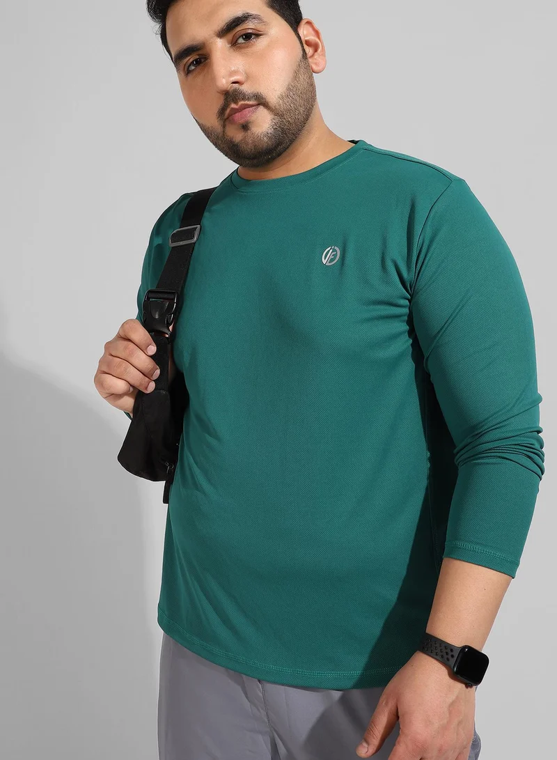 Instafab Plus Men's Solid Teal Green Regular Fit Activewear T-Shirt