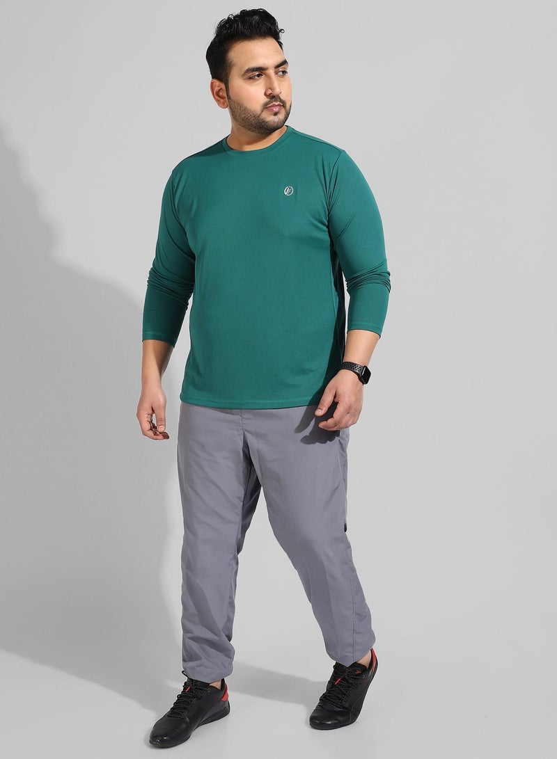 انستافاب بلس تي شيرت رجالي ذو قصة عادية باللون الأخضر المخضر السادة - Image 5