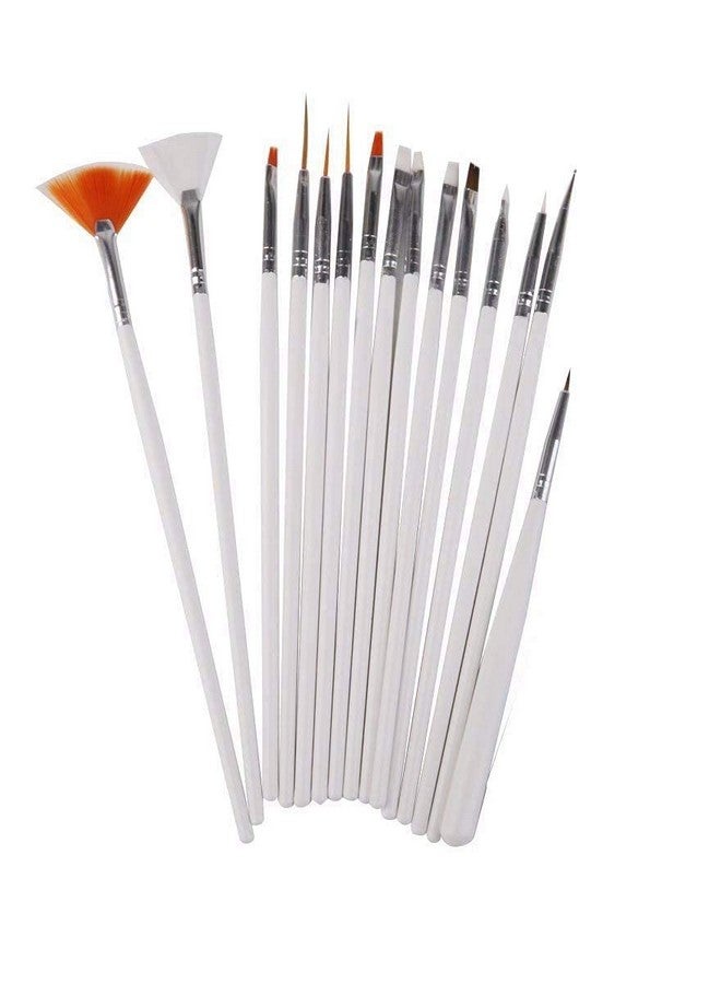Aabhir Traders 100 Nails,15 Nail Art Brush,5 Nail Dotting Tools,48 Pcs 3D Nail Glitter Bottles,10 Round Nail Tapes,2 Nail Glue &10 Nail Art Tip Guide Sticker - (190 Pcs Combo) - Image 3