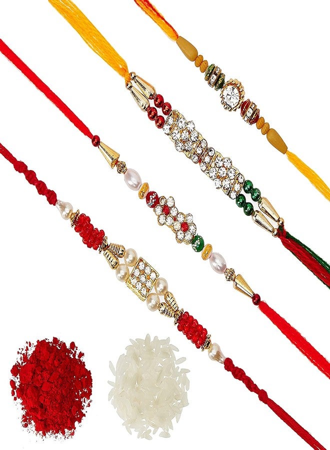 VASH GIRLYZ ATTIRE Fancy Rakhis hand band Rakshabandhan designer rakhi for brother with Roli tilak Pack. (3) - Image 1