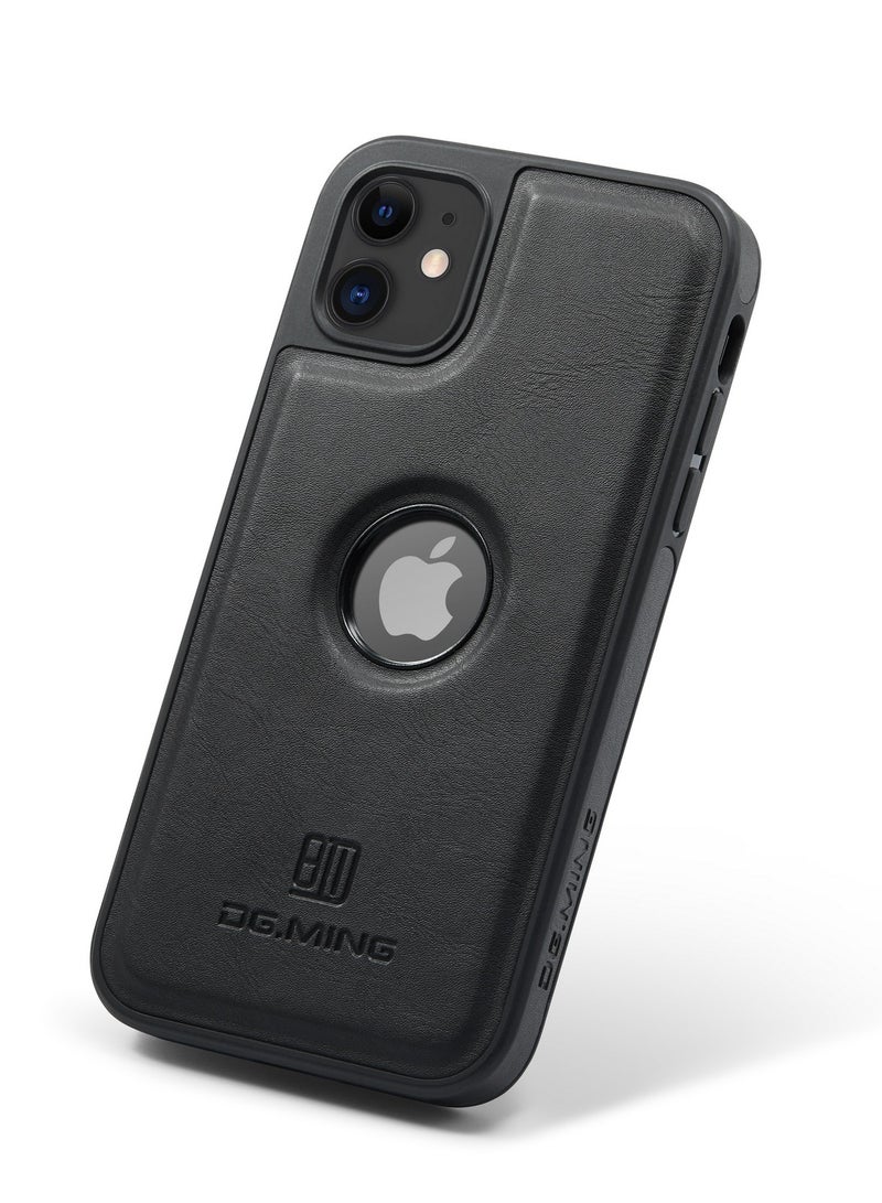 DGMING Case Cover Premium Leather Back with Logo CutOut Shockproof Compatible with  Iphone 11 (Black)  - Image 1