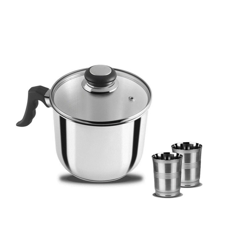 Anjali Fiesta 1920ml Milk Pan - Size 16, Stainless Steel Body, Cool-Touch Handle, Glass Lid, Induction-Compatible Bottom Plate, Durable Cooking Pan for Milk, Sauces, and Everyday Use - Image 5