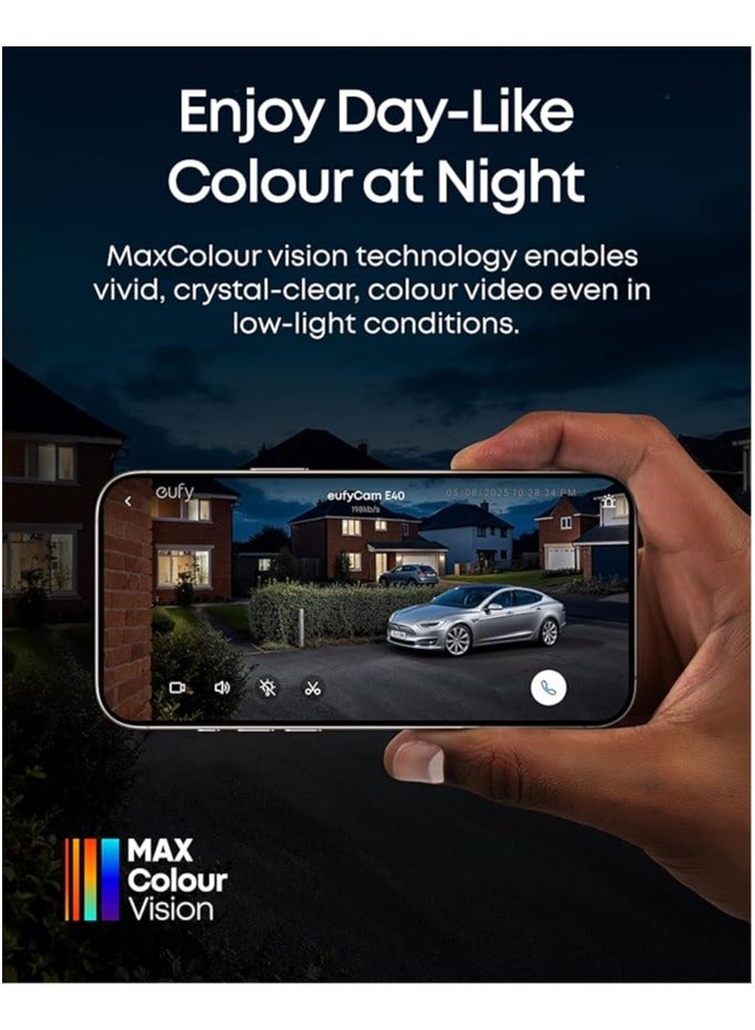 eufy eufy Security eufyCam E40 2-Cam Kit (HomeBase 2) Solar Security Camera Outdoor Wireless, 2K Resolution with Integrated Solar Panel, MaxColour Night Vision, HomeKit Compatible, No Monthly Fee - Image 5