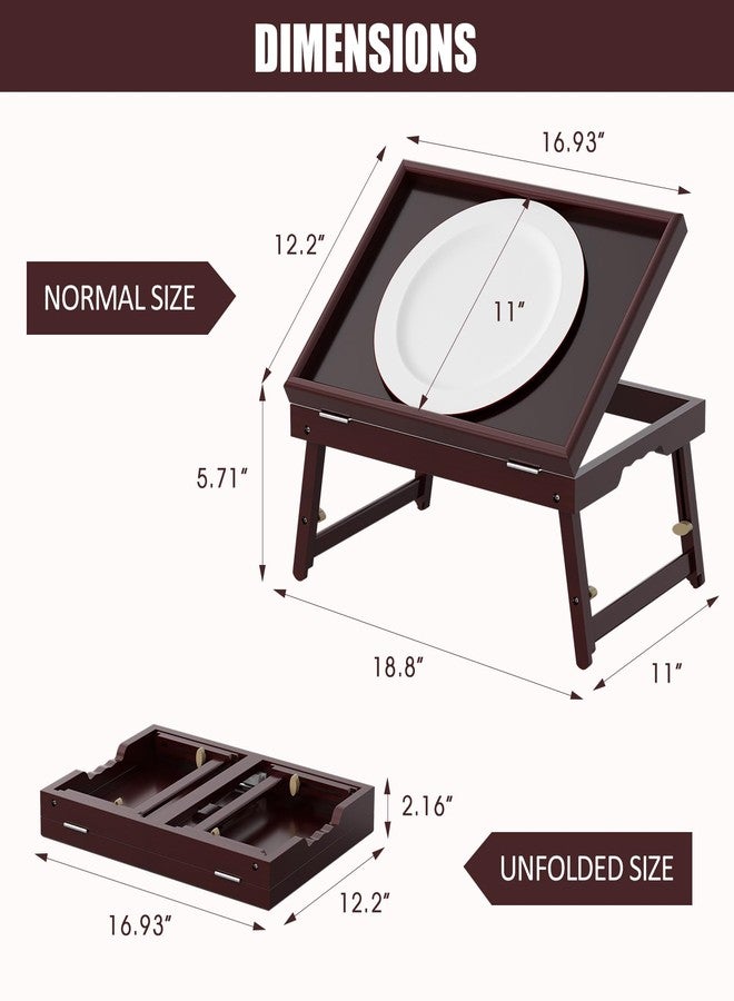 promitop Bamboo Adjustable & Foldable Bed Tray Table with Ergonomic Handle, 17x12in Breakfast Tray for Eating, Laptop Desk, Sofa Snacking, Non-Slip Surface (Mahogany) - Image 5