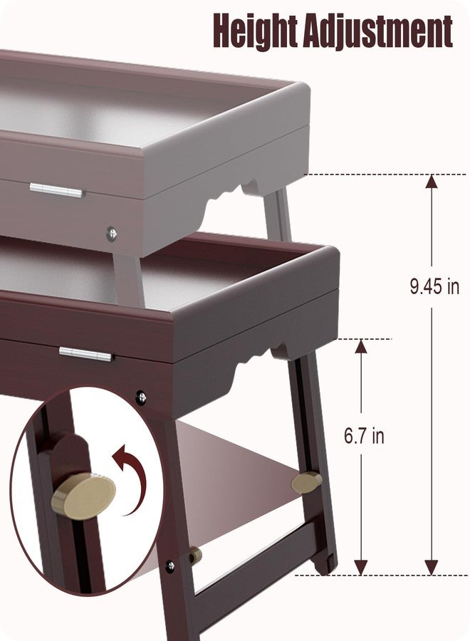 promitop Bamboo Adjustable & Foldable Bed Tray Table with Ergonomic Handle, 17x12in Breakfast Tray for Eating, Laptop Desk, Sofa Snacking, Non-Slip Surface (Mahogany) - Image 4