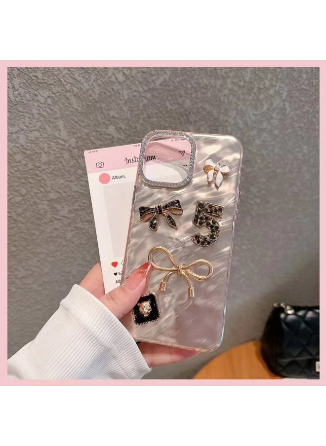 Generic - Water Ripple Pleat Pattern Is Suitable For Iphone11/12/13/14/15/16PROMAX Mobile Phone Case Protective Cover-Color:Gray [five Characters/pleats] Vo-Applicable Models:For Iphone13promax - Image 1