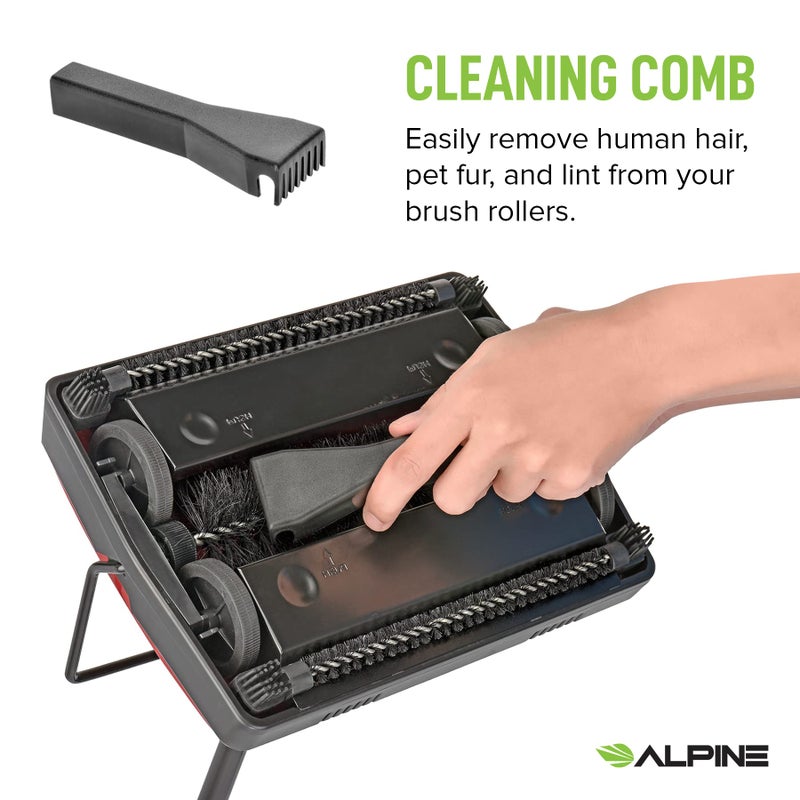 Alpine Industries Alpine Manual Carpet Sweeper Triple Brush – Non Electric Multi-Surface Floor Cleaner Easy Sweeping for Carpeted Floors (Red -Updated)  - Image 5