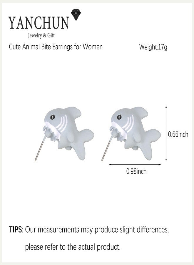 YANCHUN 6 Pairs Cute Animal Bite Earrings for Women 3D Clay Earrings Animal Cartoon Biting Ears Stud Earrings Jewelry Gifts - Image 2