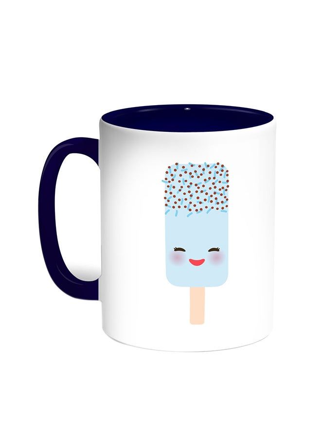 RKN Cartoon Graphics - Ice Cream Printed Coffee Mug Blue/White 11ounce - Image 1