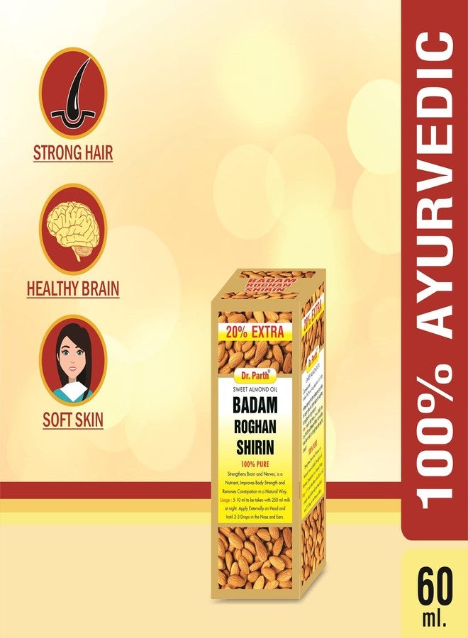 DR. PARTH BIOTECH Badam Roghan Shirin 60ml | 100% Pure Badam Tel for Glowing Skin & Hair Growth Sweet Almond Oil - Image 2