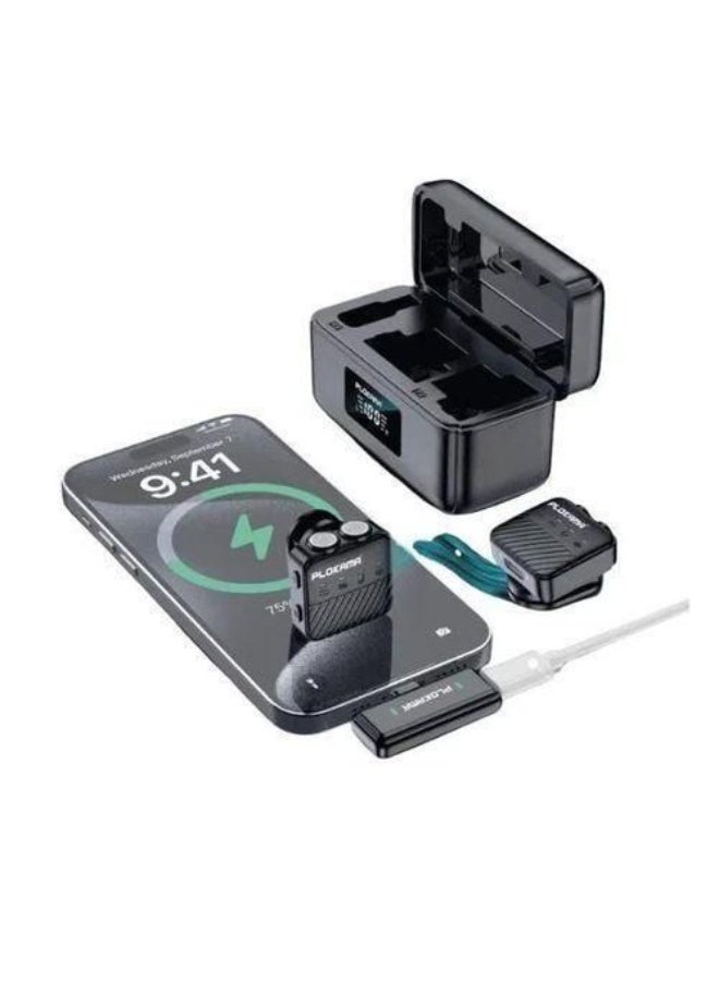 التخطيط ميكروفون لافالير لاسلكي مزدوج Plokama VM-80؛ صوت نقي؛ مدى 25م؛ بطارية تدوم 7 ساعات؛ Type-C - مثالي للبث المباشر والمقابلات وصناعة المحتوى - Image 2
