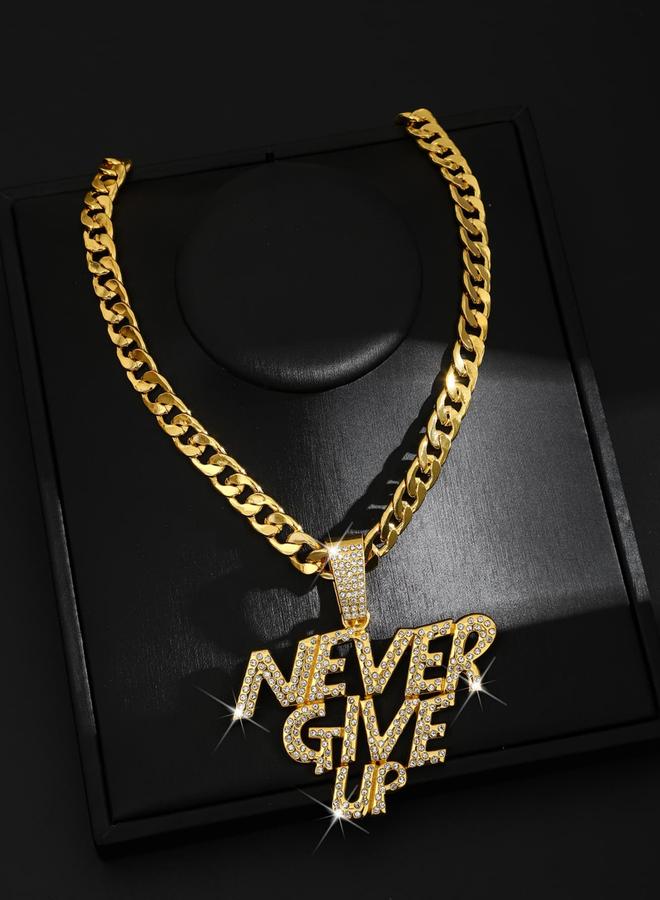 Take Two Men Slogan Text Drop Embellished Necklace - Image 2
