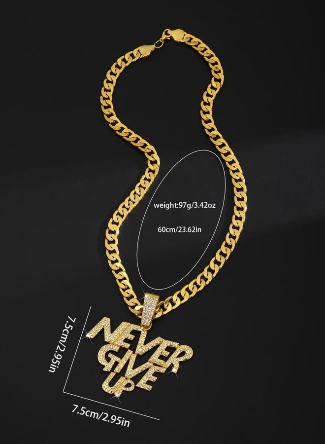 Take Two Men Slogan Text Drop Embellished Necklace - Image 3