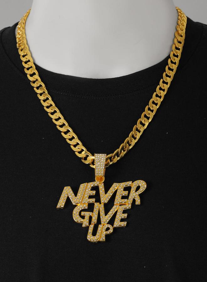 Take Two Men Slogan Text Drop Embellished Necklace - Image 1