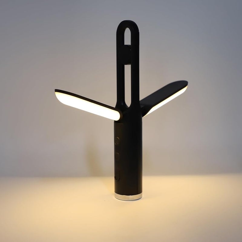 مصباح LED للتخييم قابل للطي باللون الأسود بقوة 1500 لومن، مصباح محمول ببطارية 1200 مللي أمبير/ساعة للتخييم والمشي لمسافات طويلة والأنشطة الخارجية - Image 3