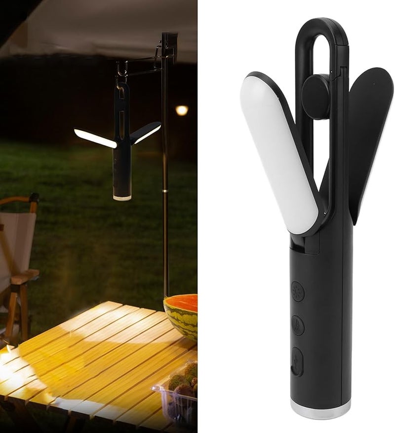 مصباح LED للتخييم قابل للطي باللون الأسود بقوة 1500 لومن، مصباح محمول ببطارية 1200 مللي أمبير/ساعة للتخييم والمشي لمسافات طويلة والأنشطة الخارجية - Image 5