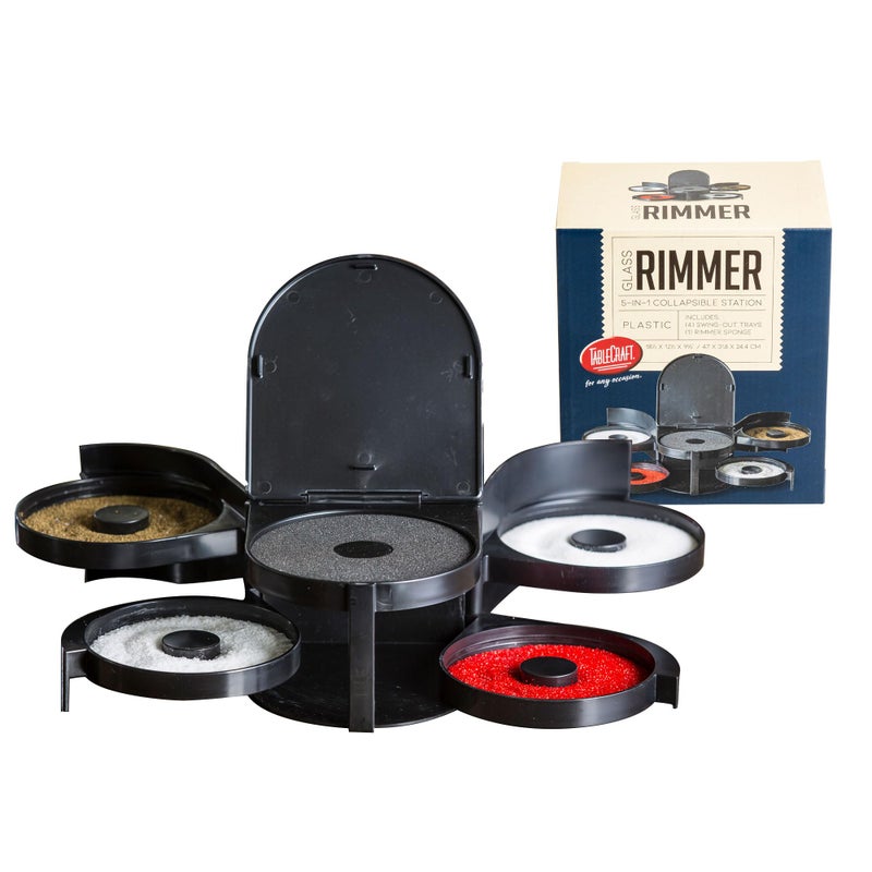 Tablecraft Glass Rimming Station with 5-Swing Out Trays (H5633), 2.3, Black - Image 1